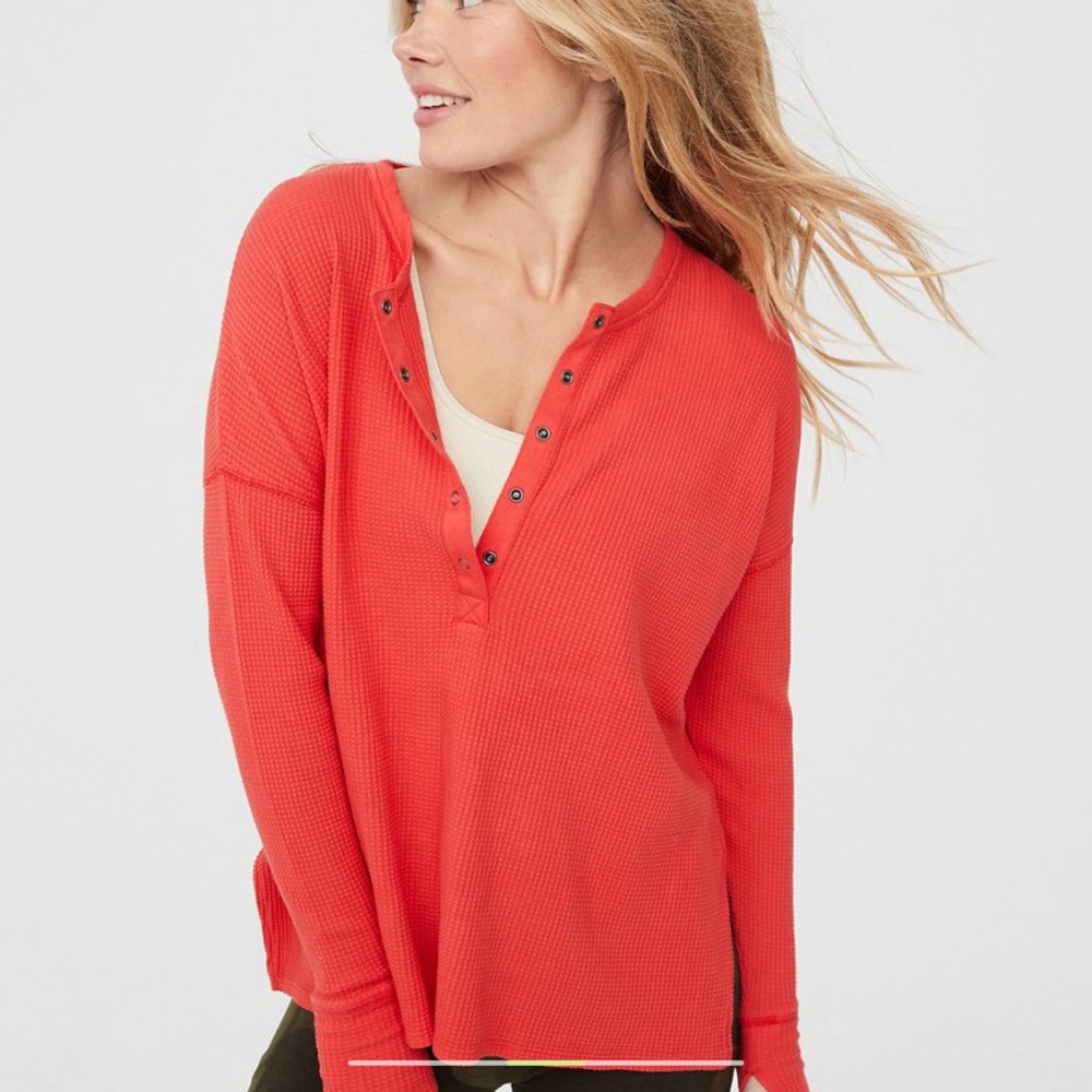 Red Waffle Henley!